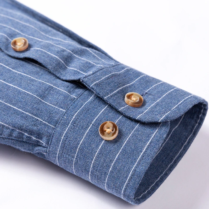 Soft Cozy Shirt Men Long Sleeve Plaid Striped Shirts 5XL 100 % Cotton Long Sleeve Shirt for Men Business Casual Relaxed Fit