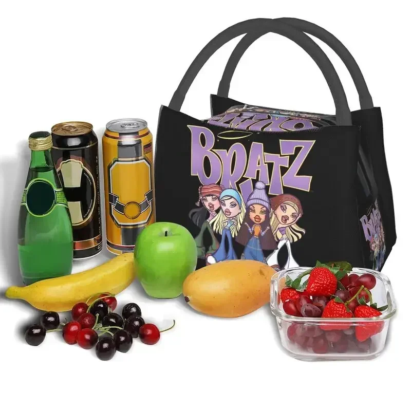 Bratz Doll Insulated Lunch Bag for Women Portable Cartoon Tv Movie Cooler Thermal Lunch Box Beach Camping Travel