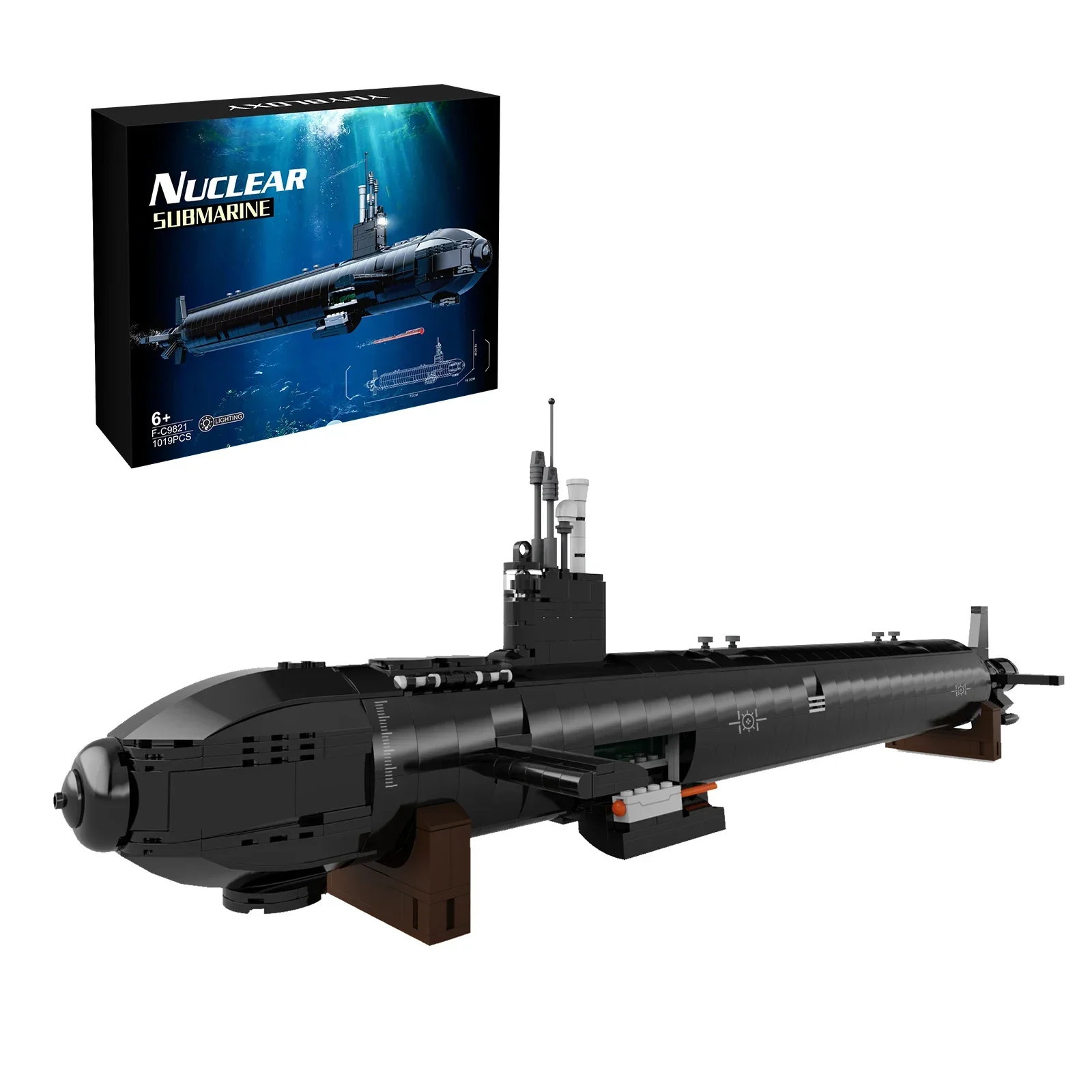 MOC-Juego de bloques de construcción de barco submarino militar para niños, modelo de barco submarino de clase virgen, barco Naval, ataque submarino, rompecabezas DIY, juguetes para niños, regalo