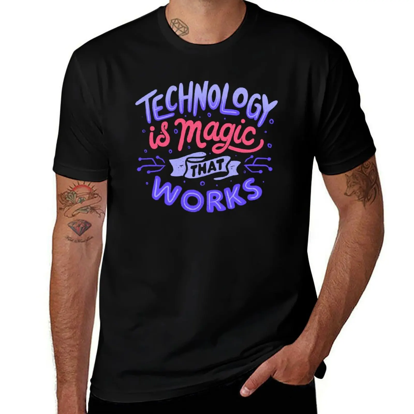 Technology Is Magic That Works By Tobe Fonseca T-Shirt Anime Tshirt T Shirts For Man Graphic Tees Man Tshirt T-Shirt