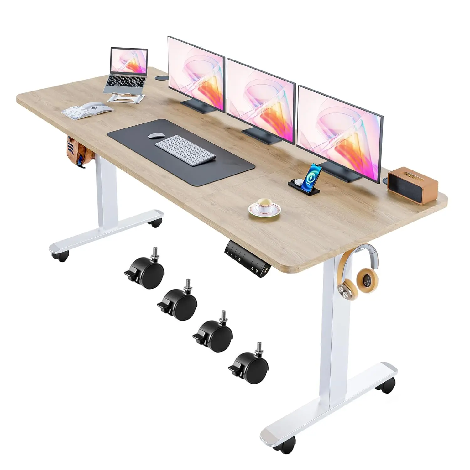 

Electric Adjustable Standing Desk, 70'' x 27'' Lifting Table with Dual Crossbeam Structure and Oversized Mouse Pad,Customized
