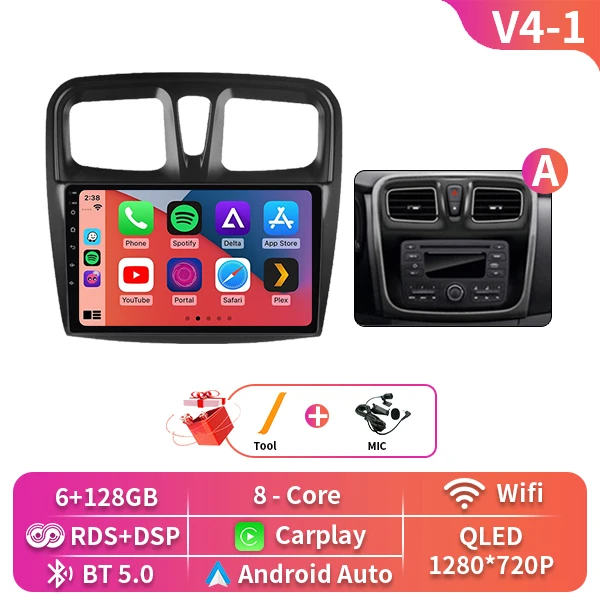 Android 16 Auto Voor Renault Dokker Lodgy Dacia 2012-2020 Radio Multimedia Speler Android Auto Carplay Head Unit navigatie Gps