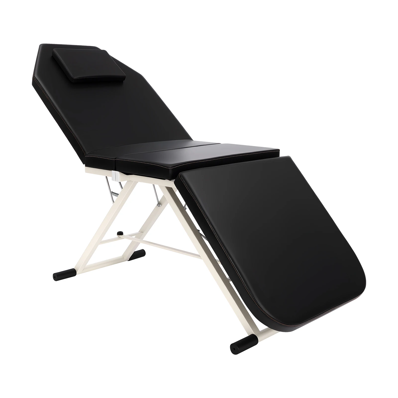 Tragbarer Klappbarer Spa-Stuhl Schwarz 3-Fach Faltbare Massageliege Belastbarkeit 200-250kg PU Für Krankenhäuser, Schönheitssalons, Spa – Detail 9