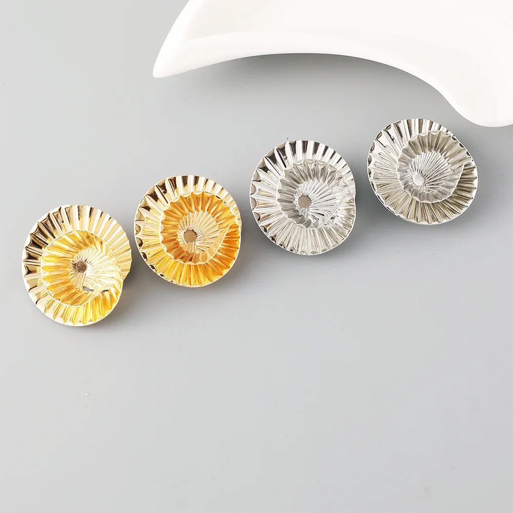 New spiral pattern gold and silver trend stud earrings cold wind versatile high-end sense level stud earrings jewelry