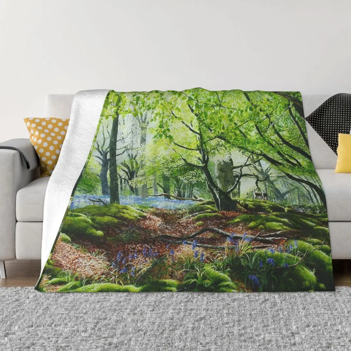 A Glimpse of Woodland Blue Throw Blanket Travel Blanket Blanket Luxury heavy blanket to sleep