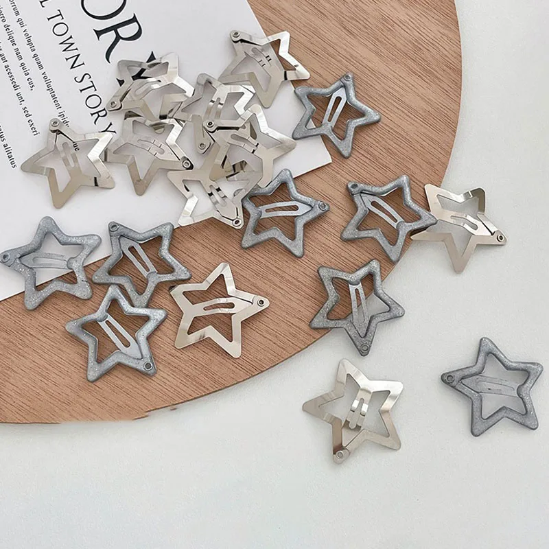 1/50pcs Silver Glitter Star BB Hair Clips Women Grils Cute Metal Y2K Star Hairpin Side Barrettes Hair Accessories Headwear Gift