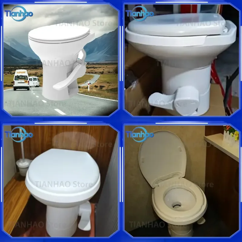 for RV Ceramic Toilet High Quality Caravan Bathroom Folding Commode Portable Travel Camper Motorhome Marine Boat Sanitary
