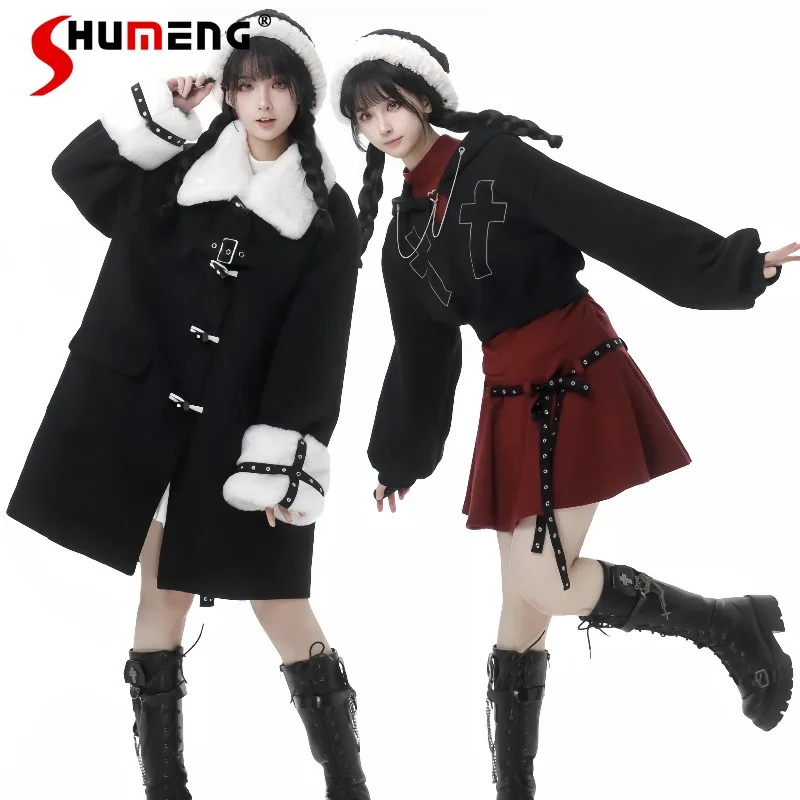 

Design Plush Sleeves Red And Black Classic Winter Design Suit Skinny Long-Sleeved Woolen Jacket Japanese Slim Fit White Dresses