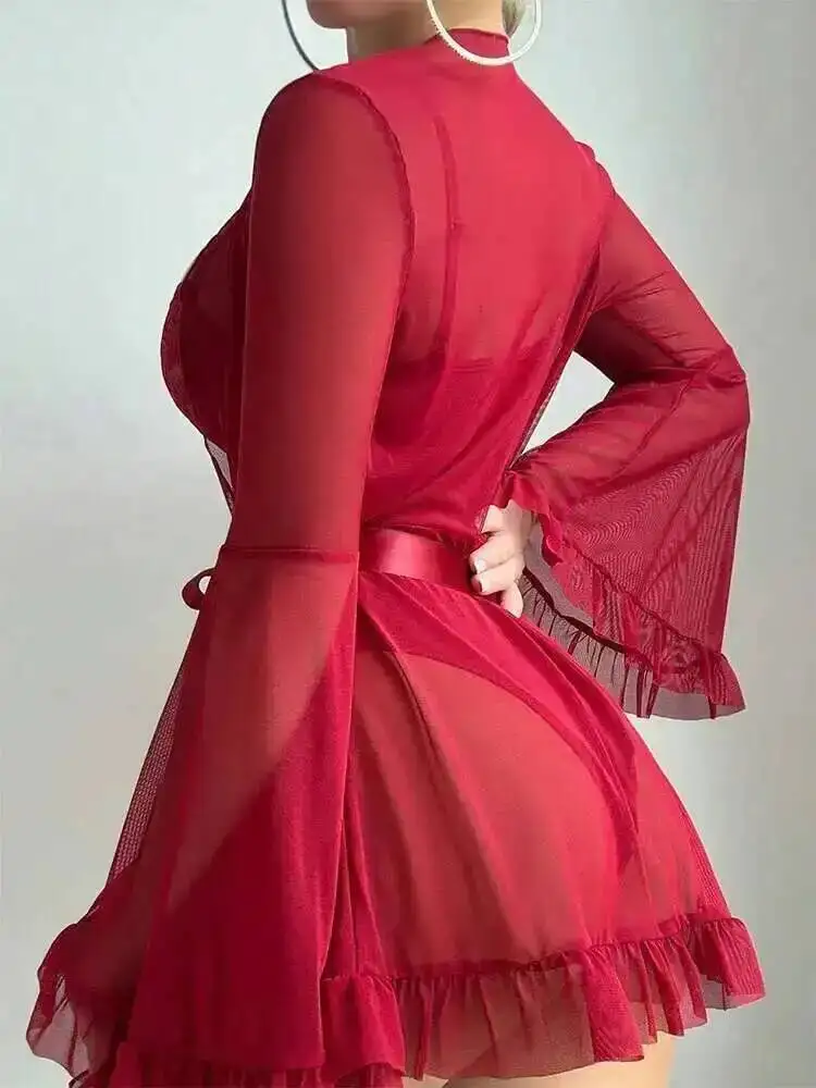 Body Sexy avec broderie de fleurs transparentes, couleur unie, décolleté en V profond, pur désir, charmant, Style élégant, body fin pour femme, TJLQ