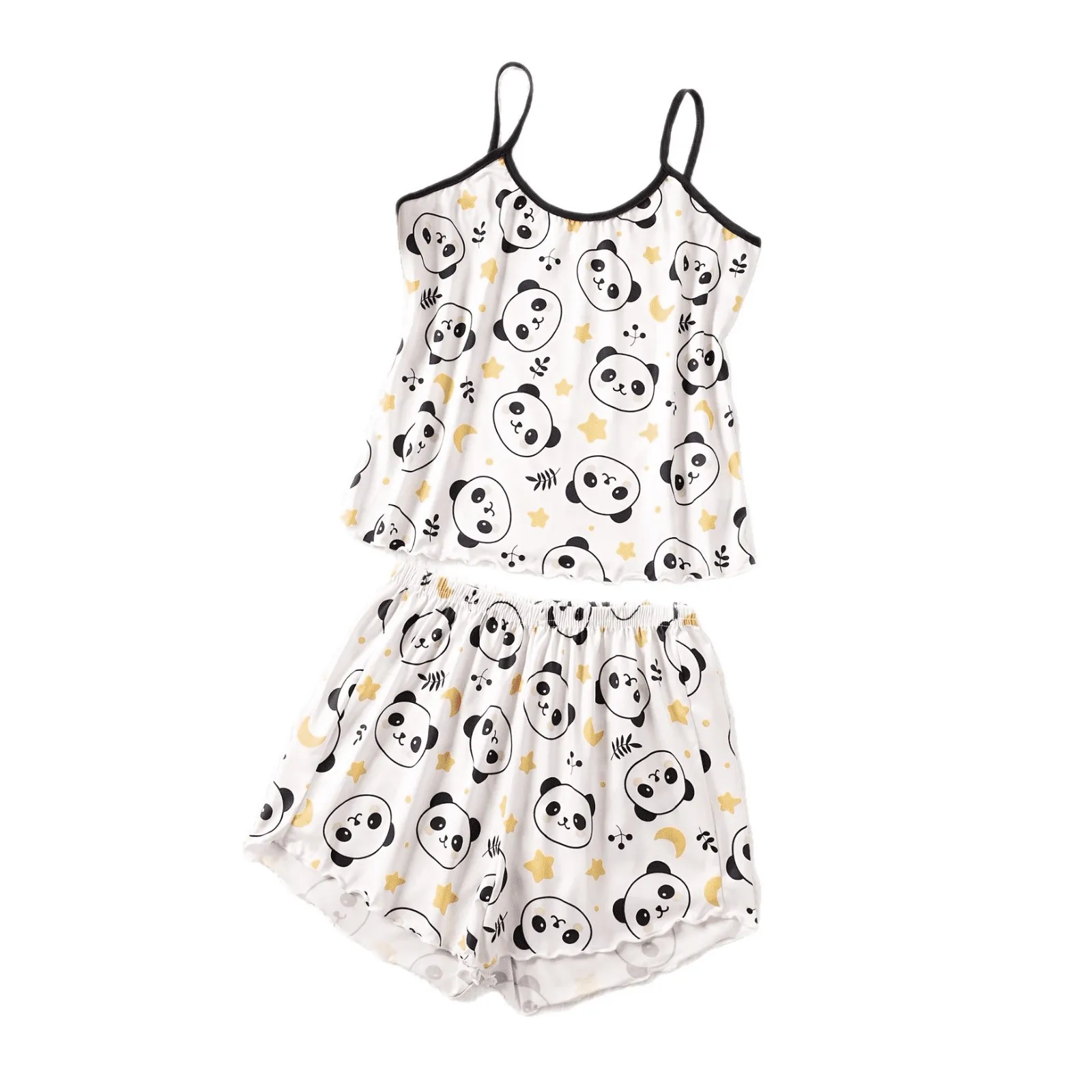 

Комплект для дома с шортами на бретелях, новинка 2026 года, из молочного шелка с милым принтом, летний тонкий пижамный комплект для девочек