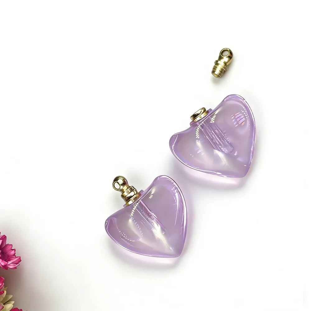 100pieces Heart Leaf Diamond Small apple shape glass necklace pendants Glass Crystal perfume bottle name on rice pendant charms