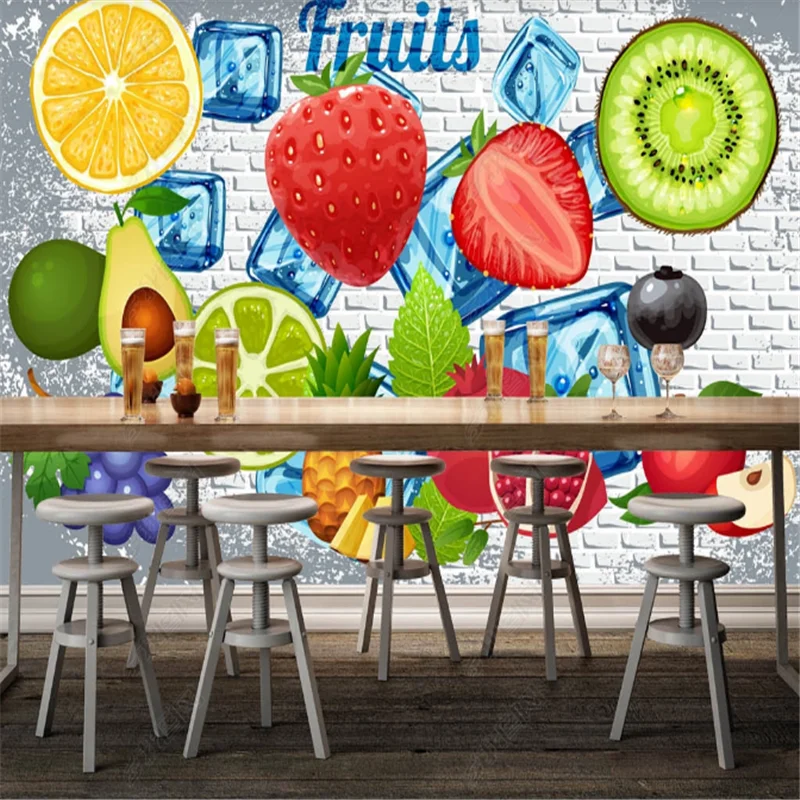 

Modern wallpaper Fresh Fruit Shop Industrial decoration Mural Wallpapers Snack dessert Bar Background wall Paper papel de parede