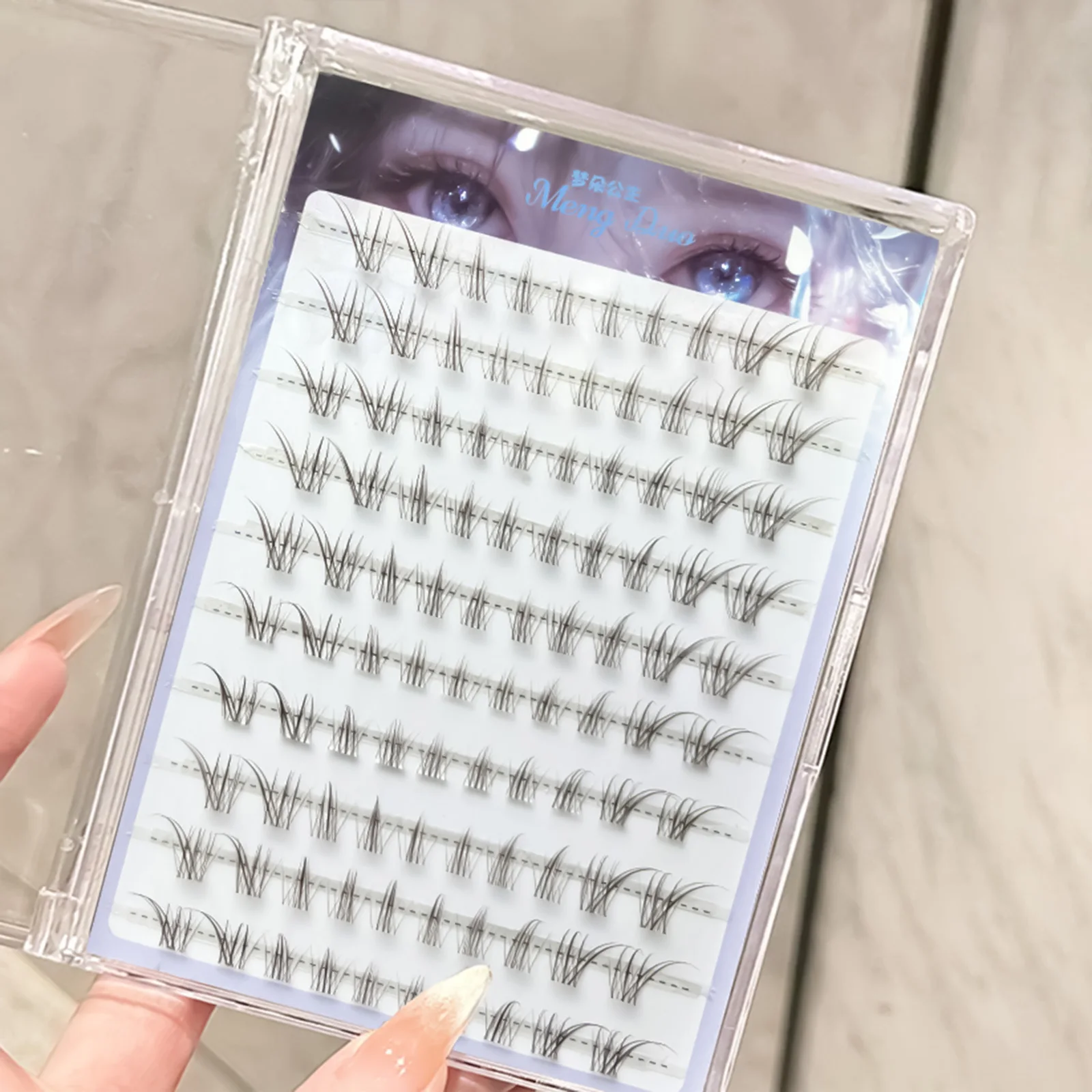 Fox- style manga False Eyelashes extenstions  Brown Mix Length 7-12mm C Curl Natural Look for Daily and Anime Makeup