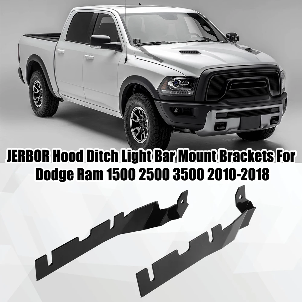 2pcs Hood Ditch Light Bar Mount Brackets For Dodge Ram 1500 2500 3500 2010-2018 Accessory Part