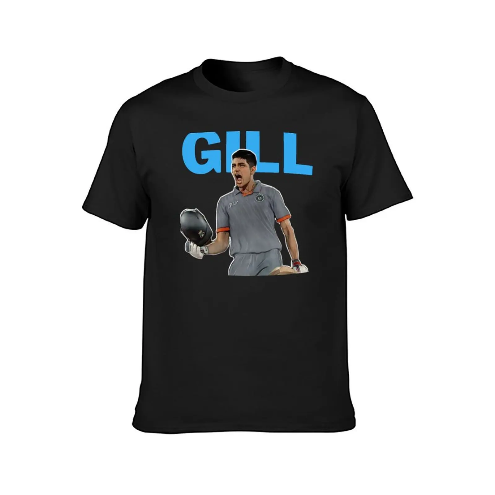 Gill Shubman Indian Cricket Player Illustration T-Shirt for a boy sports fans Aesthetic clothing blacks plain white t shirts men