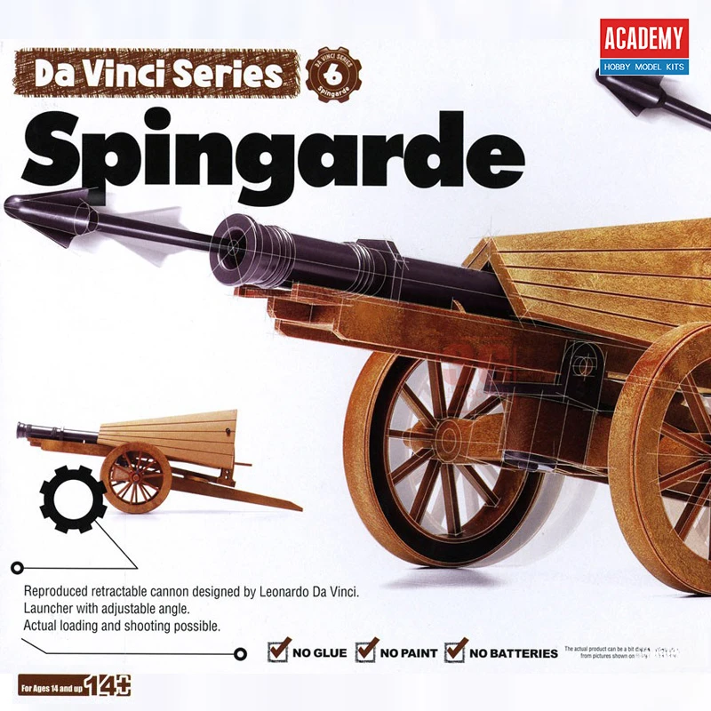 Academy Leonardo da Vinci Science Series 18142 Spingarde Cannon is adhesive free and movable