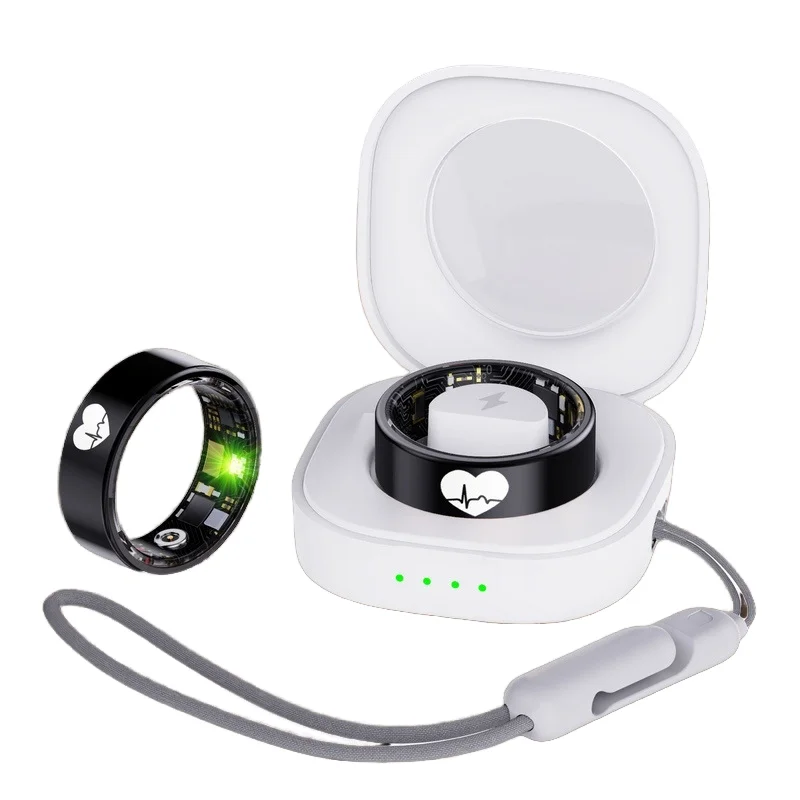 Anello di monitoraggio della salute intelligente R30 ECG Temperatura corporea Frequenza cardiaca Ossigeno nel sangue Monitoraggio HRV Controllo app IP68 Impermeabile