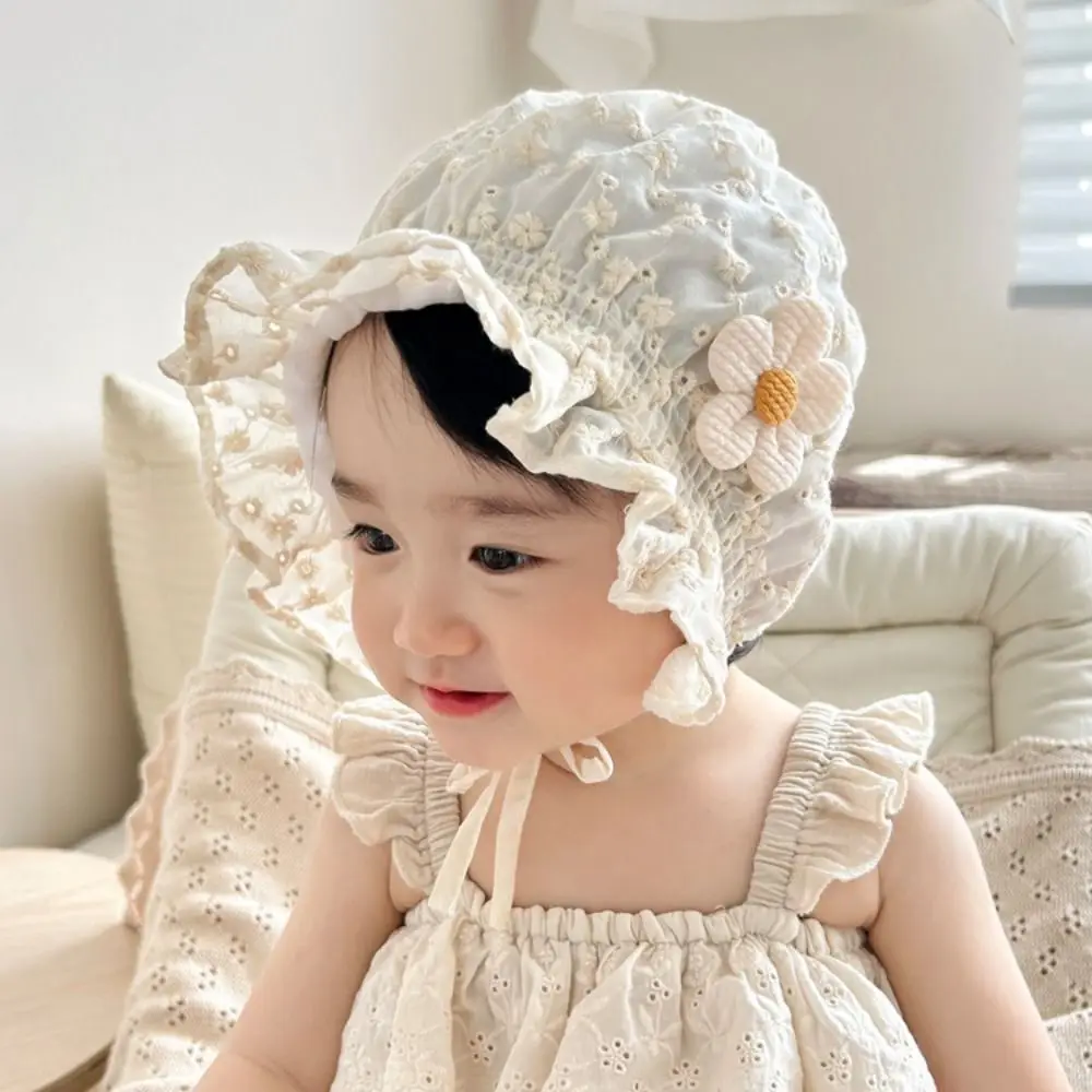 

Newborn Lace Baby Fetal Cap Ruffle Flower Bonnet Hat Breathable Soft Sun Hat Toddler