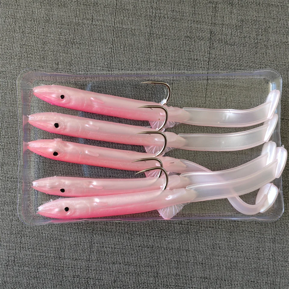MUKUN 5PCS Aal Shad Angelköder 115mm/4g Weichköder mit scharfen Haken Set für Bass Fishing Rig Sinker Soft Bait Wobbler Pesca – Detail 6