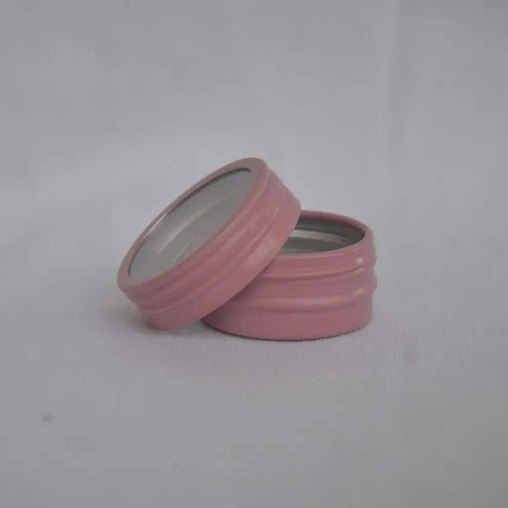 

100pcs 10ml Pink Aluminum jar 10g Metal Aluminum Tin Container Clear Window Pink Cosmetic Containers Nail Storage Jar