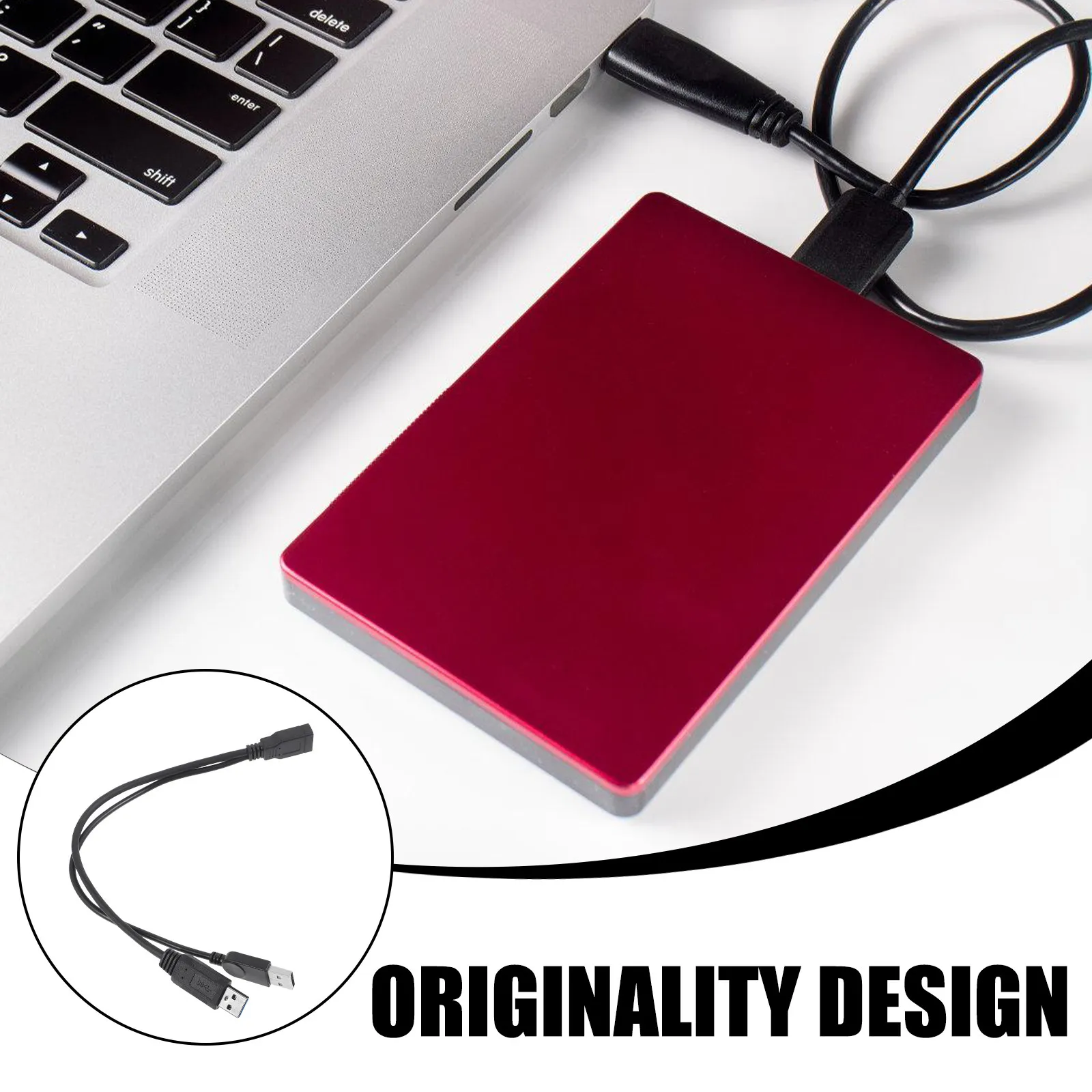 USB Y Splitter Cable 2 Male to 1 Female USB Data Charger Adapter for External Hard Drives Extended Length Fast Transfer Robust