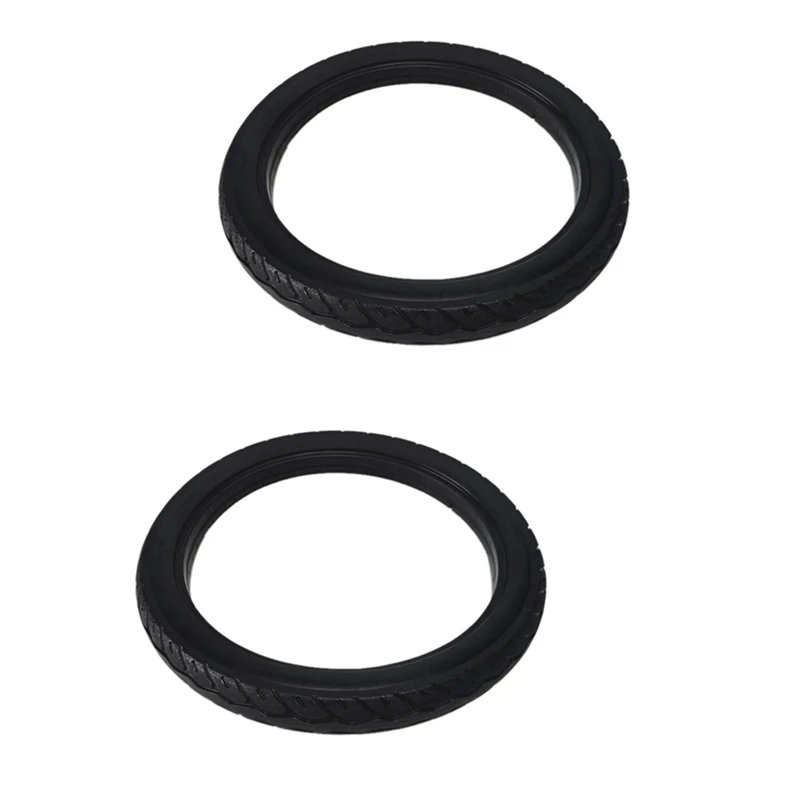 2PCS 16 Inch 16 X 1.75 Bicycle Solid Tires 16 X 1.75 Black Rubber Non-Slip Tires Cycling Tyre