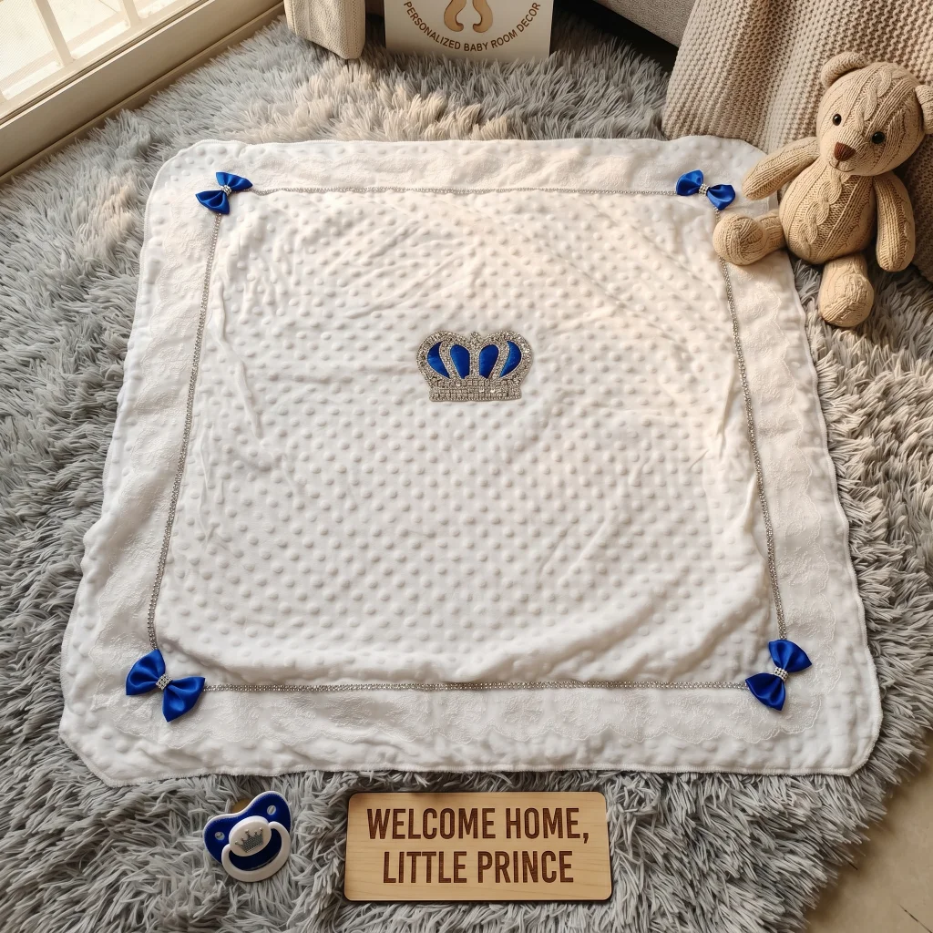 contrast-royal-blue-rhinestone-crown-breathable-baby-blanket-embroidery-lace-luxury-newborn-gift-cover