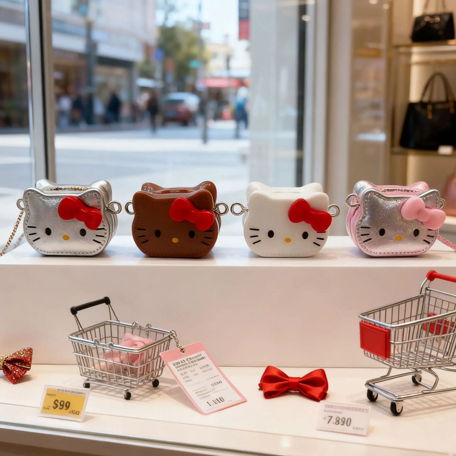 Anime Hello Kitty Mini KT Shoulder Bag Simulation Pendant Miniature Jewelry Ornaments Doll House Landscaping Cute Keychain Gifts view 3