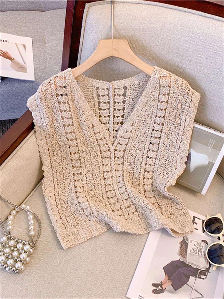 Summer Women Knitted Vest Sweater Oversize Girls Sweater Woman Cashmere Tops Sleeveless Tank Pullover Fall Maxi Vintage Y2k