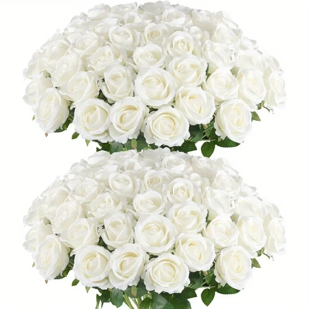 

24pcs Silk Roses Artificial Flowers, Realistic Fake Silk Roses, for Wedding Centerpieces, Home Decor Floral Arrangements
