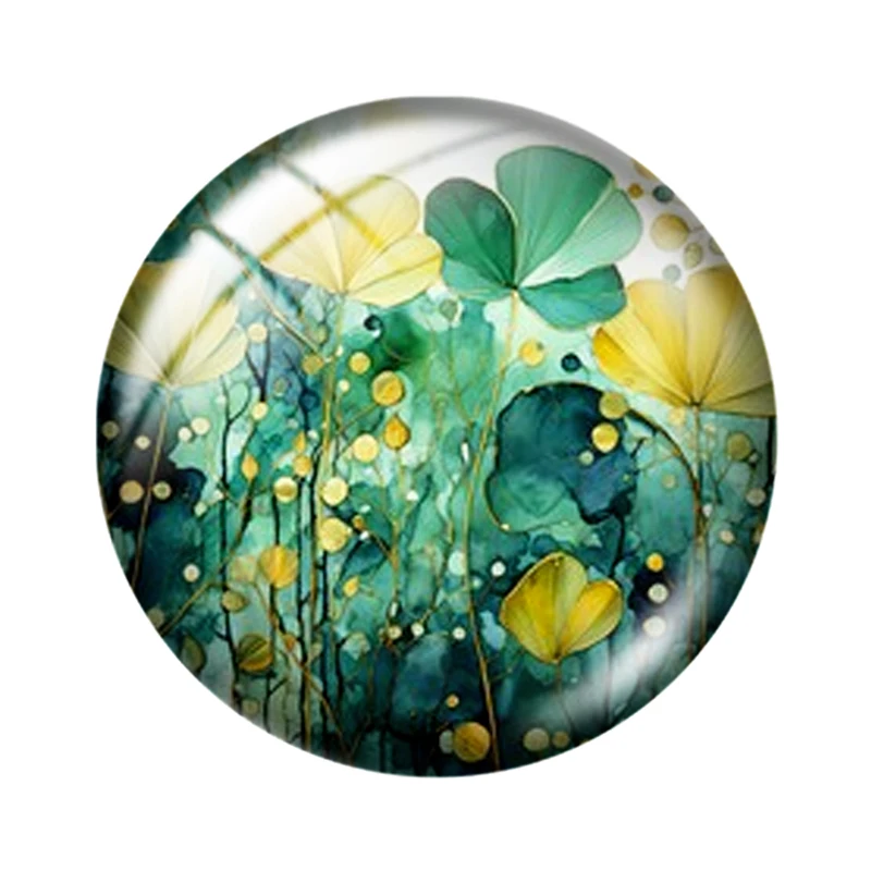 Watercolor green plants 10pcs 12mm/16mm/18mm/25mm Round Photo Glass Cabochon Demo Flat Back Making findings Price: CNY 12.48 / p