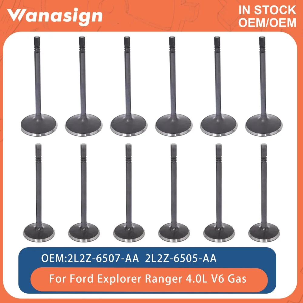 Válvulas de Admisión y Escape del Motor 12× Compatibles con 4.0 L para Ford Explorer Mustang Mazda Mercury B4000 Ranger Land Rover LR3 4.0L V6 GAS 97-11