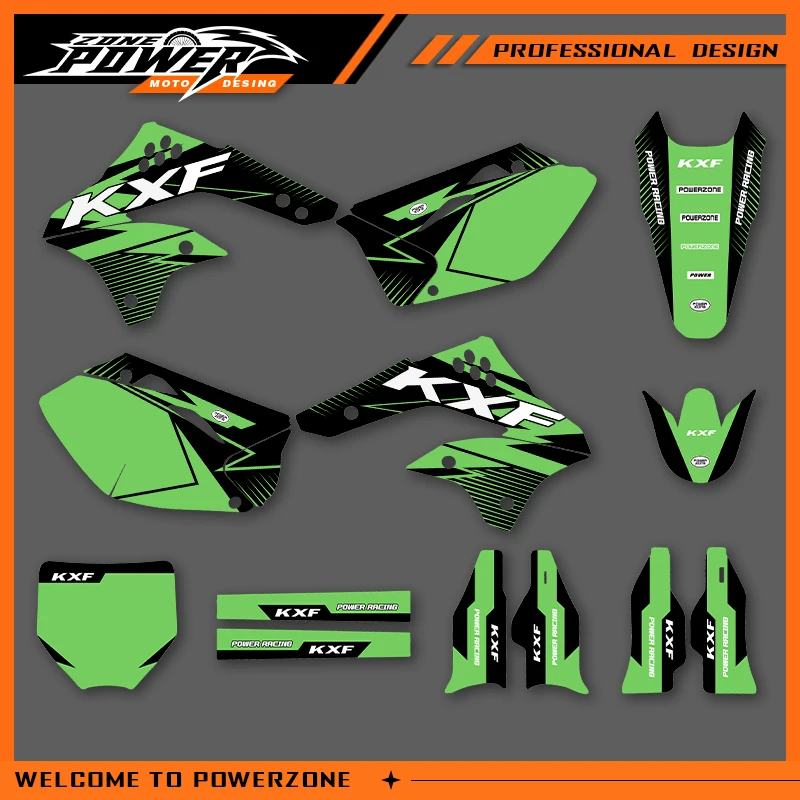 Powerzone Graphics Decals Stickers Motorcycle For KAWASAKI KXF 450 2006 2007 2008 KXF450 KX450F Background Custom 02