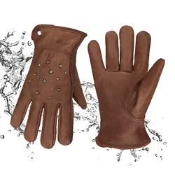Waterpro Leather Work Gloves Soft Cowhide Gloves For Men/Women Gardening Pruning Driving Welding Safety Glove