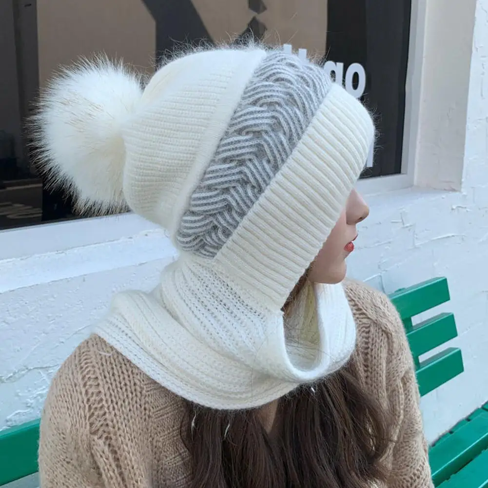 2026 New Winter Womens Knitted Hat Double Warm Padded Thickened Hat Scarf One Wool Knitting Net Red Wind and Snow Beanies Hats