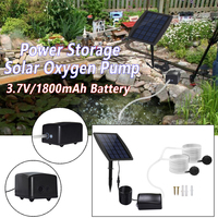 Solar Powered Oxygenator Water Oxygen Pump 3.7V/1800mAh Lithium Battery 6V/2.5W Solar Panel Pump Pond Aerator Aquarium Air Pump