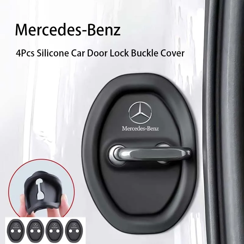 4Pcs Silicone Car Door Lock Buckle Cover Accessories For MercedesBenz Exclusive AMG W108 W124 W126 W140 W168 W169 W176 W177 W190