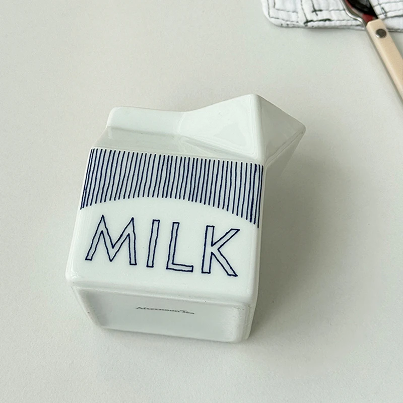 Cute Milk Box Shape Ceramic Cup Household 200~300ml Creative Water Cups Korean Style New White Aesthetic Breakfast Milk Cup