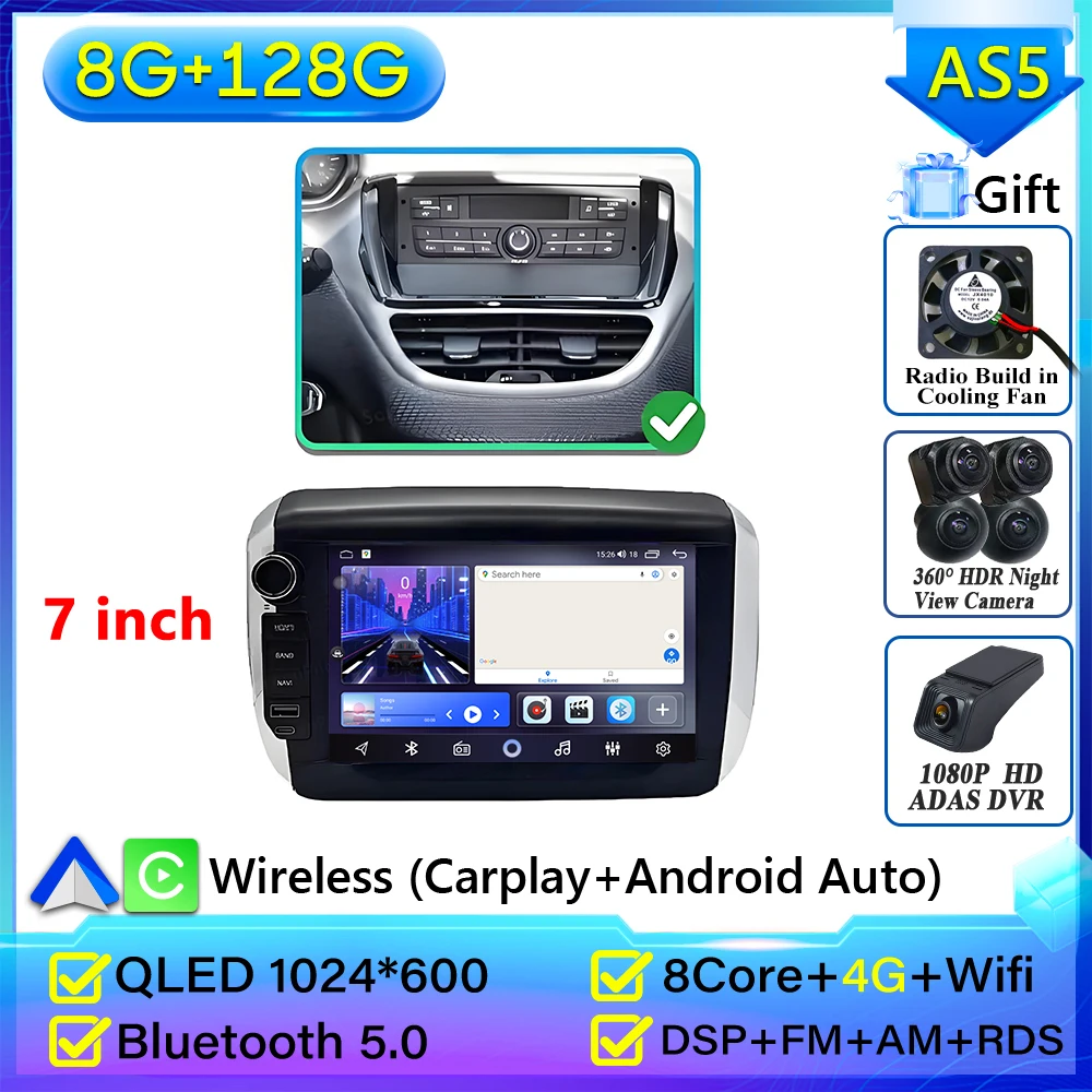 For Peugeot 208 2008 Series 2012-2018 Car Radio Carplay Navigation GPS Stereo Android Auto Screen Display Bluetooth Autoradio BT image 3