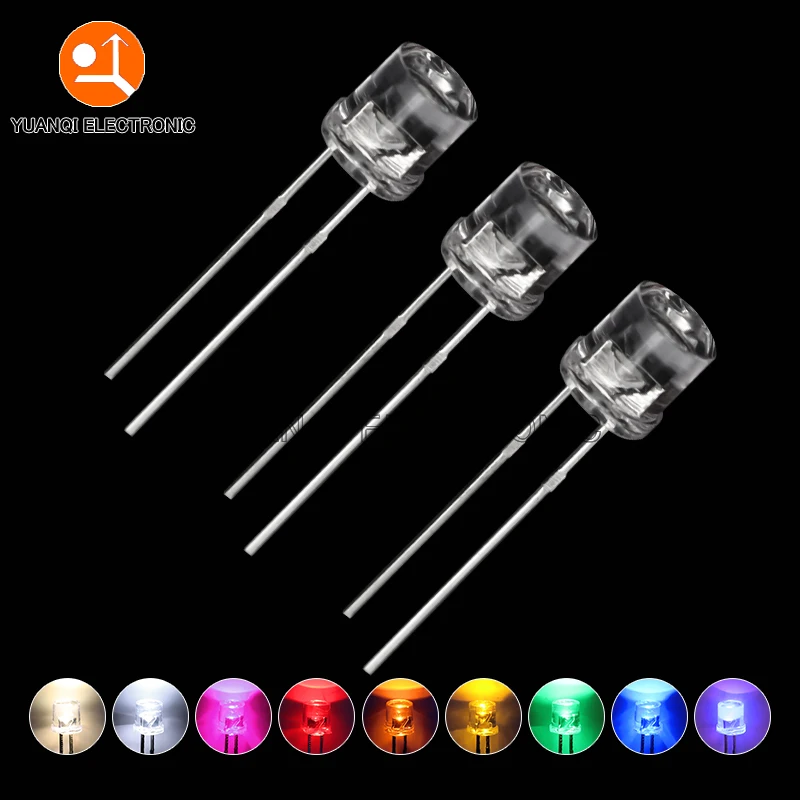 100szt 5MM Flat Top White Red Yellow Blue Green Assorted Kit Lamp Diode LED Ultra Bright Bulbs Emitting Diodes F5 Light