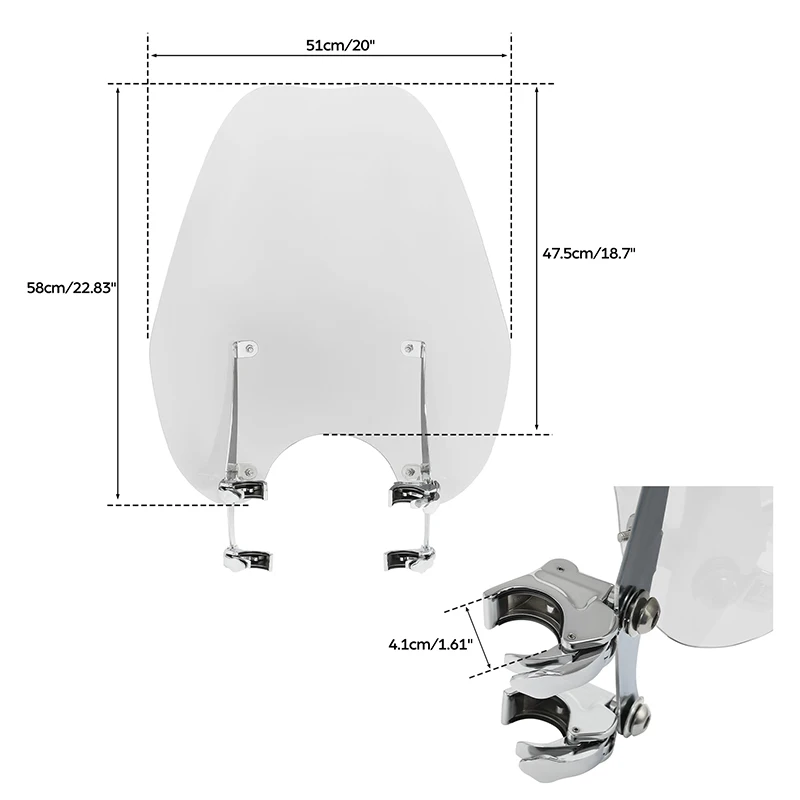 Windshield & Bracket 41mm Clamps Fit For Harley Softail FXS FXST FXSTC 1988-2013