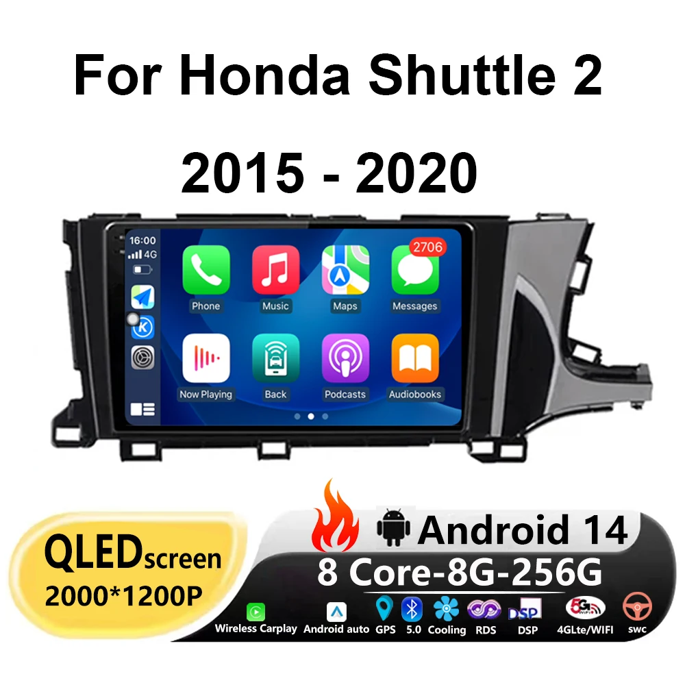 

For Honda Shuttle 2 2015 2016 2017 2018 2019 2020 Android14 Car Radio Stereo Auto Multimedia Player GPS Head Unit Navigation BT