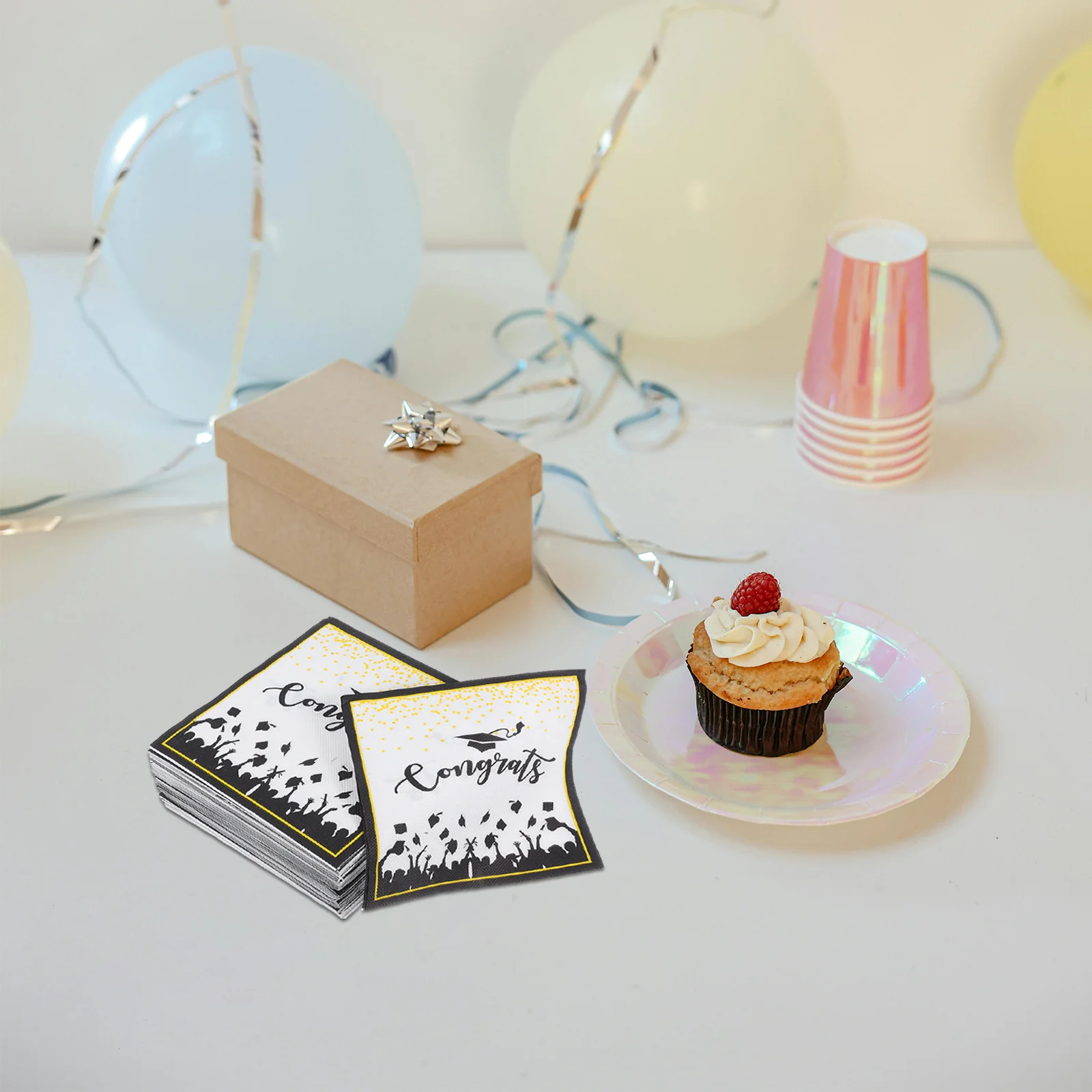 100 قطعة مناديل التخرج مربعة الشكل مناديل العشاء الورقية للحفلات أدوات المائدة والاحتفالات كلية الخريجين لوازم