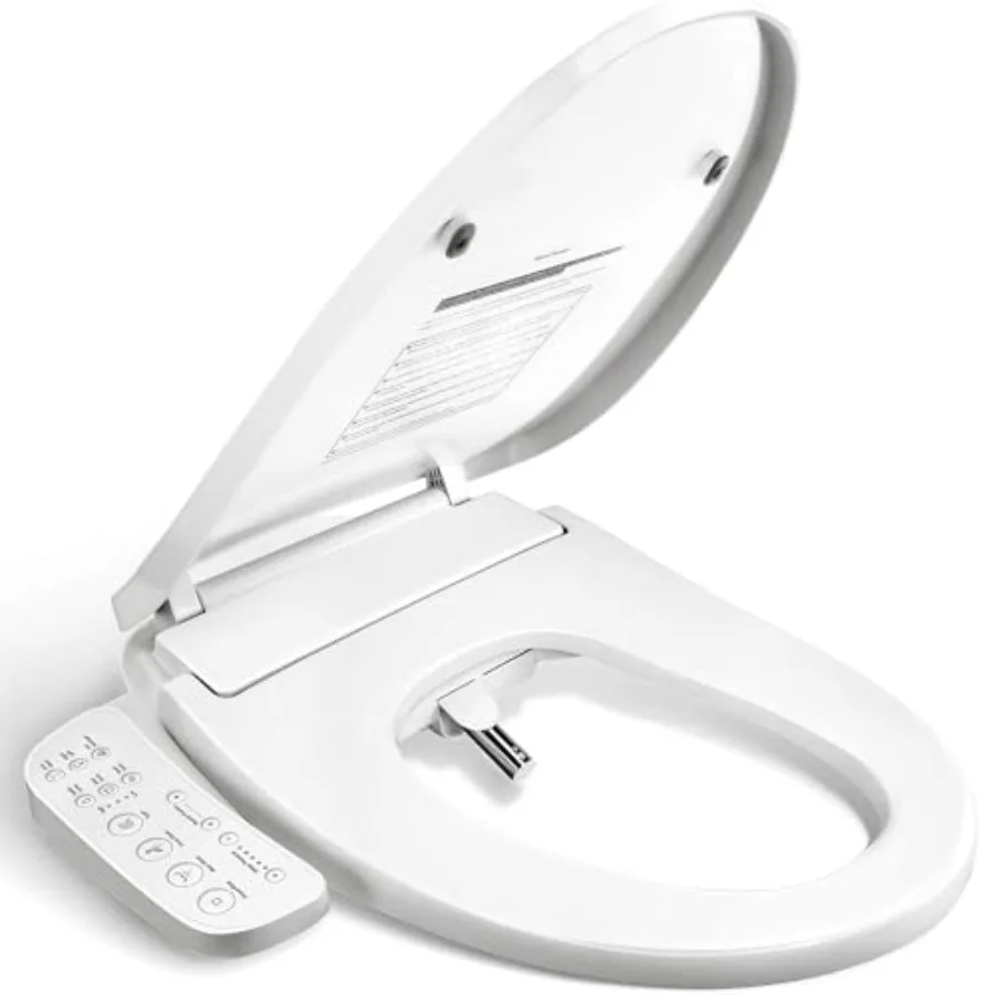 

Electronic Smart Bidet Toilet Seat for Elongated Toilets White Stainless Steel Nozzle, Heated Seat, Instant Warm Water Cleansin