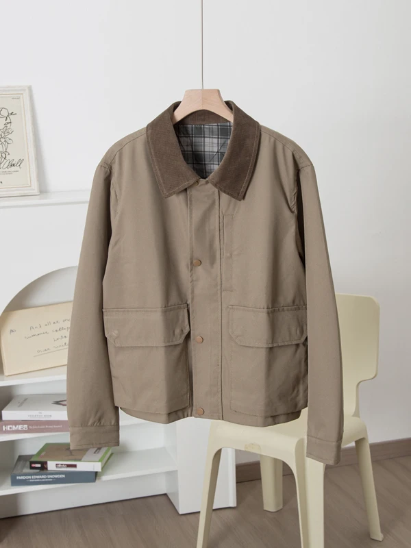 Rare Short Women's Jacket Barn Style Button Closure Long Sleeve Turn-down Collar Try Room Casual Fashion Winter Collection