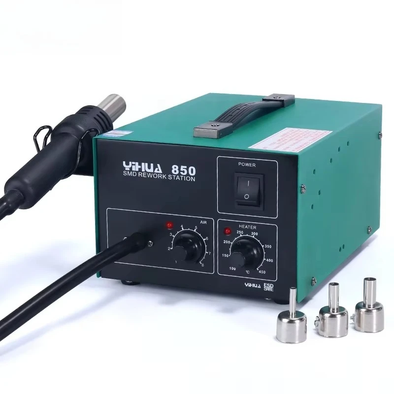 850 SMD Rework Station 3-Nozzle Lead-Free Hot Air Soldering Heat Gun Construction New Used Include PLC Pump Motor
