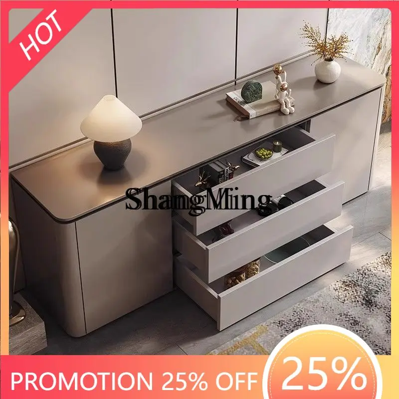 

SM modern simple solid wood porch cabinet light luxury meal integrated living room bedroom storage cabinet against