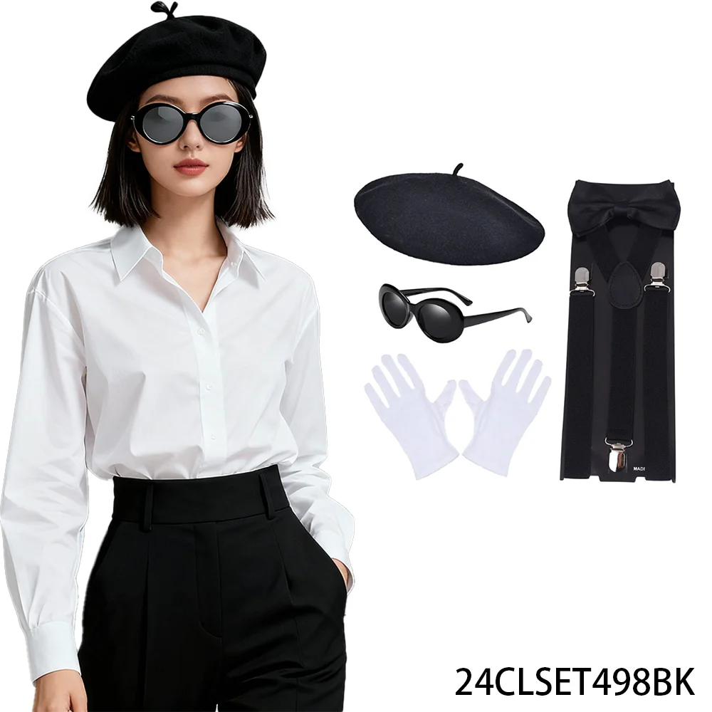 

PESENAR 1950s 5Pcs Mime Artist Accessories Outfit and Accessories Set