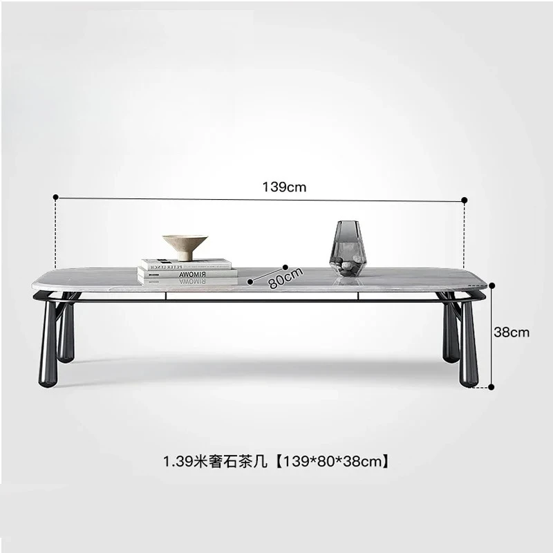 طاولة شاي رخامية فاخرة إيطالية خفيفة وحديثة وبسيطة وحديثة وشقة صغيرة مزيج غرفة المعيشة وطاولة شاي إبداعية منزلية #5
