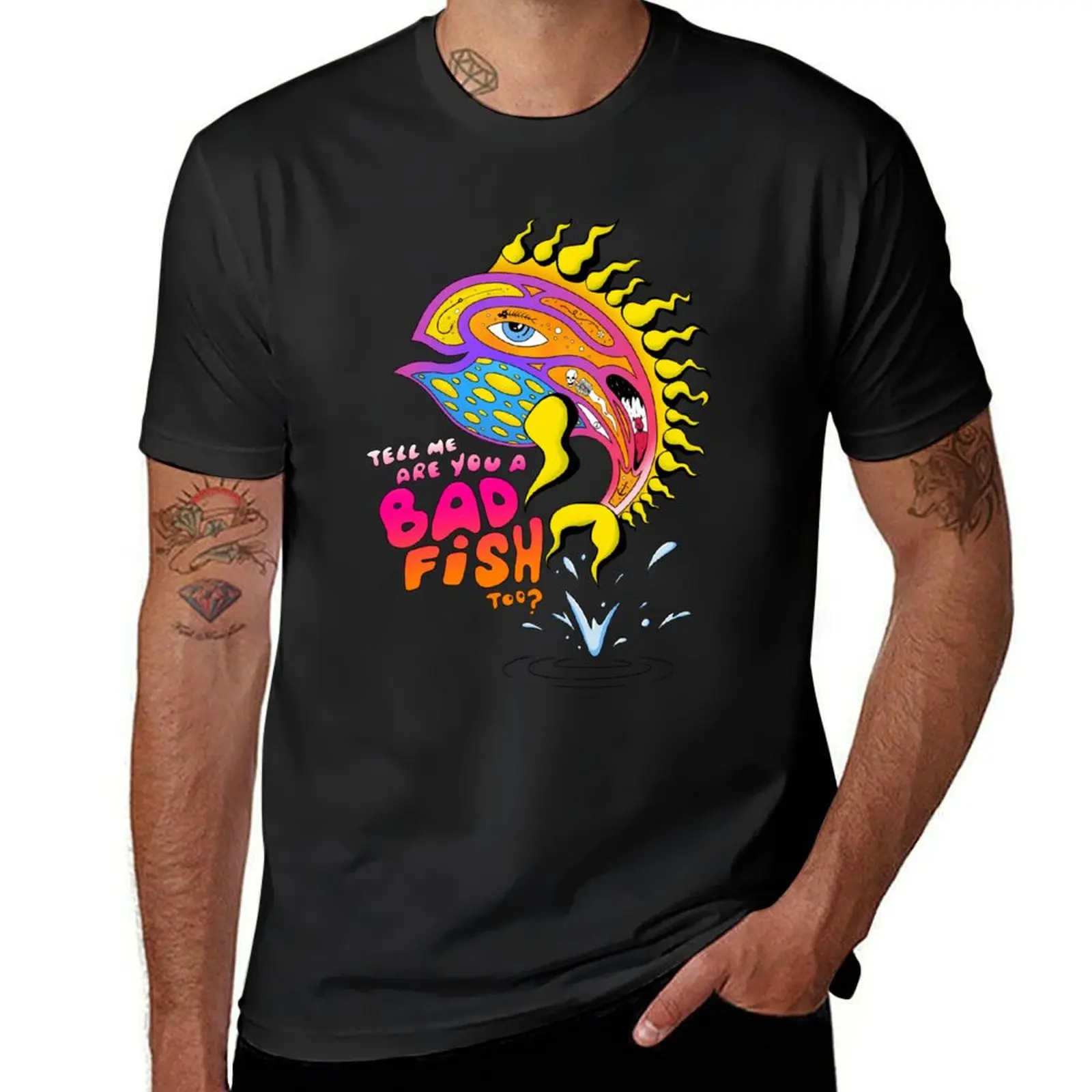 Are you a badfish too? T-Shirt cute tops boys whites animal prinfor boys T-shirts for men cotton